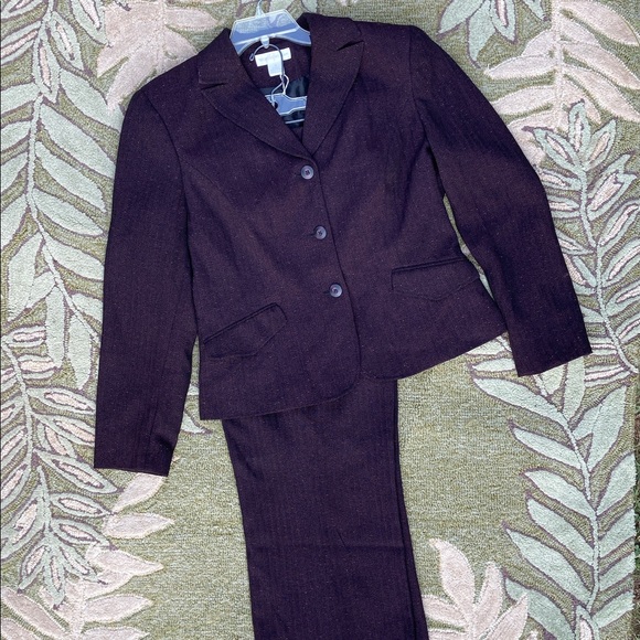 Worthington Pants - Worthington Purple Plum Tweed Stripe Pant Suit Set
